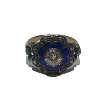 Bague en or jaune, argent et diamants - Castafiore