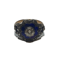 Bague en or jaune, argent et diamants - Castafiore
