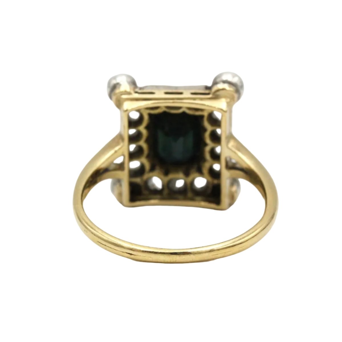 Bague en or jaune, argent, saphir, et diamants - Castafiore