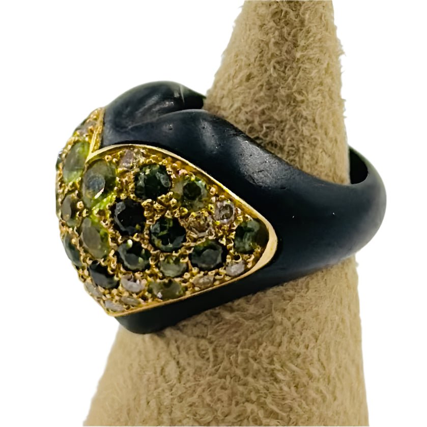 Bague en or jaune, bois d'amourette et diamants - Castafiore