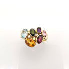 Bague en or jaune, citrine, aigue marine, péridot, grenat, améthyste et tourmaline - Castafiore