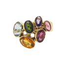 Bague en or jaune, citrine, aigue marine, péridot, grenat, améthyste et tourmaline - Castafiore