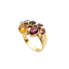 Bague en or jaune, citrine, aigue marine, péridot, grenat, améthyste et tourmaline - Castafiore