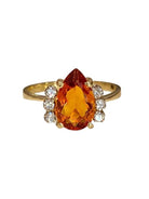 Bague en or jaune citrine et diamants - Castafiore