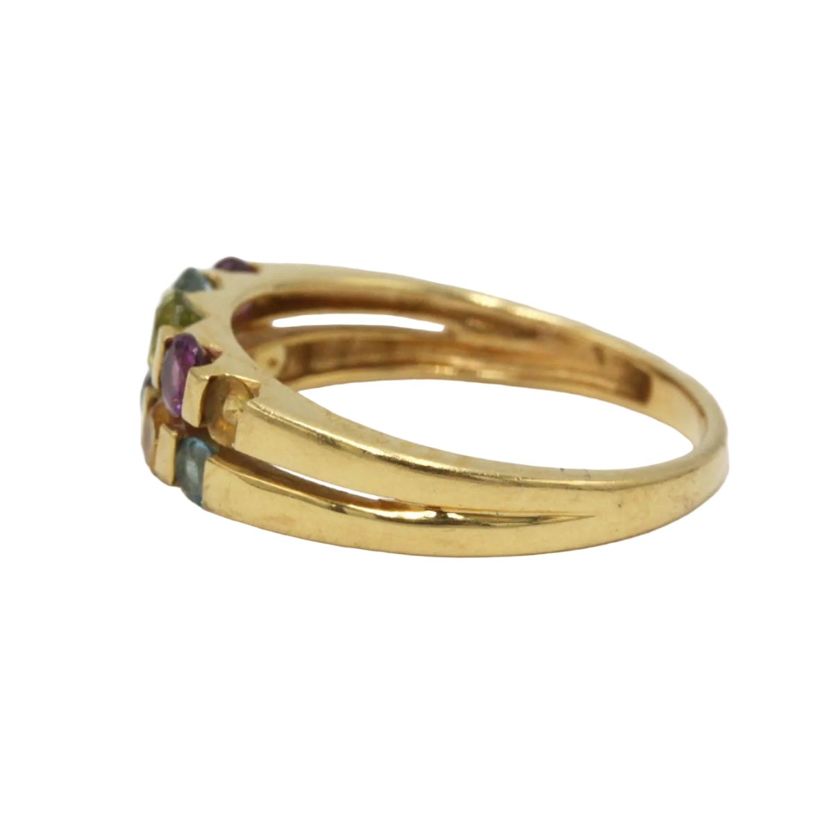 Bague en or jaune, citrines, améthystes, aigues-marines et péridots - Castafiore