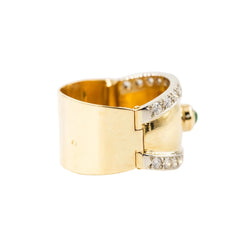 Bague en or jaune, diamants et cabochon d'émeraude - Castafiore