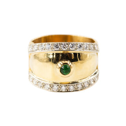 Bague en or jaune, diamants et cabochon d'émeraude - Castafiore