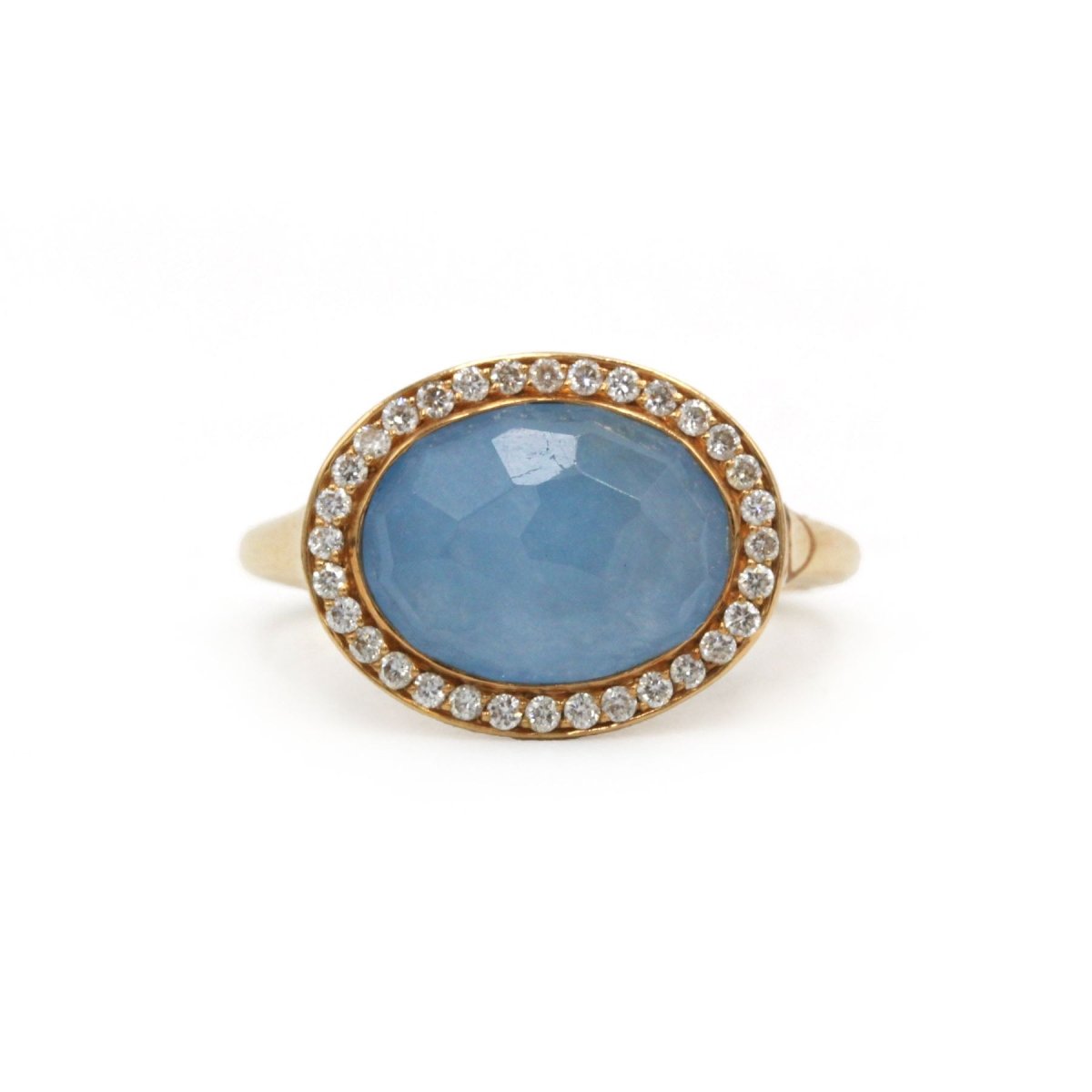 Bague en or jaune, diamants et calcédoine - Castafiore