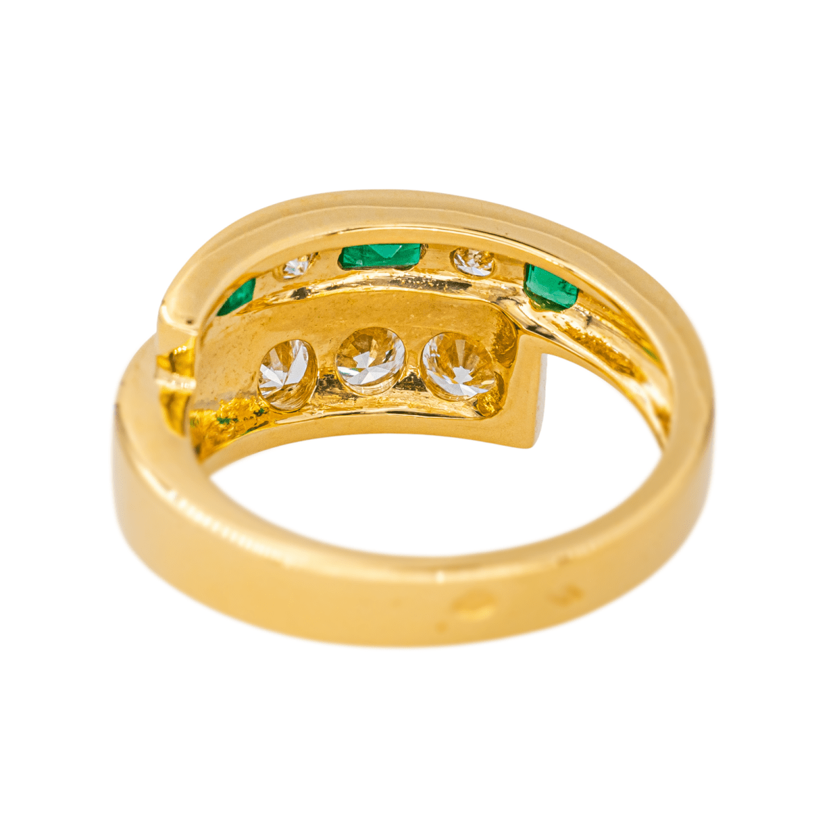 Bague en or jaune diamants et émeraudes - Castafiore