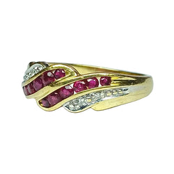 Bague en or jaune, diamants et rubis - Castafiore