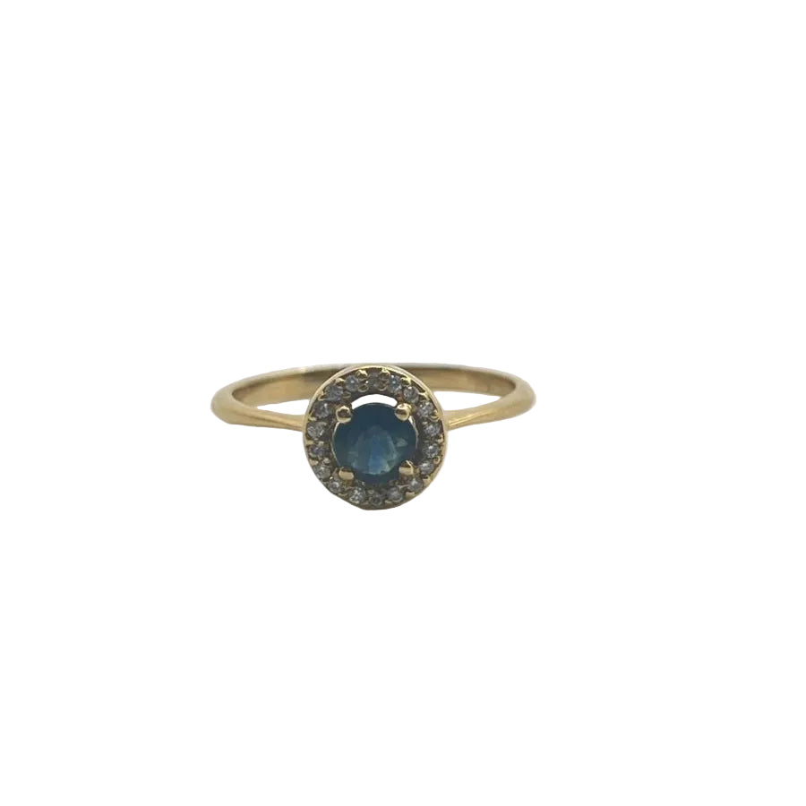 Bague en or jaune diamants et saphir - Castafiore