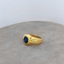 Bague en or jaune diamants et saphir - Castafiore