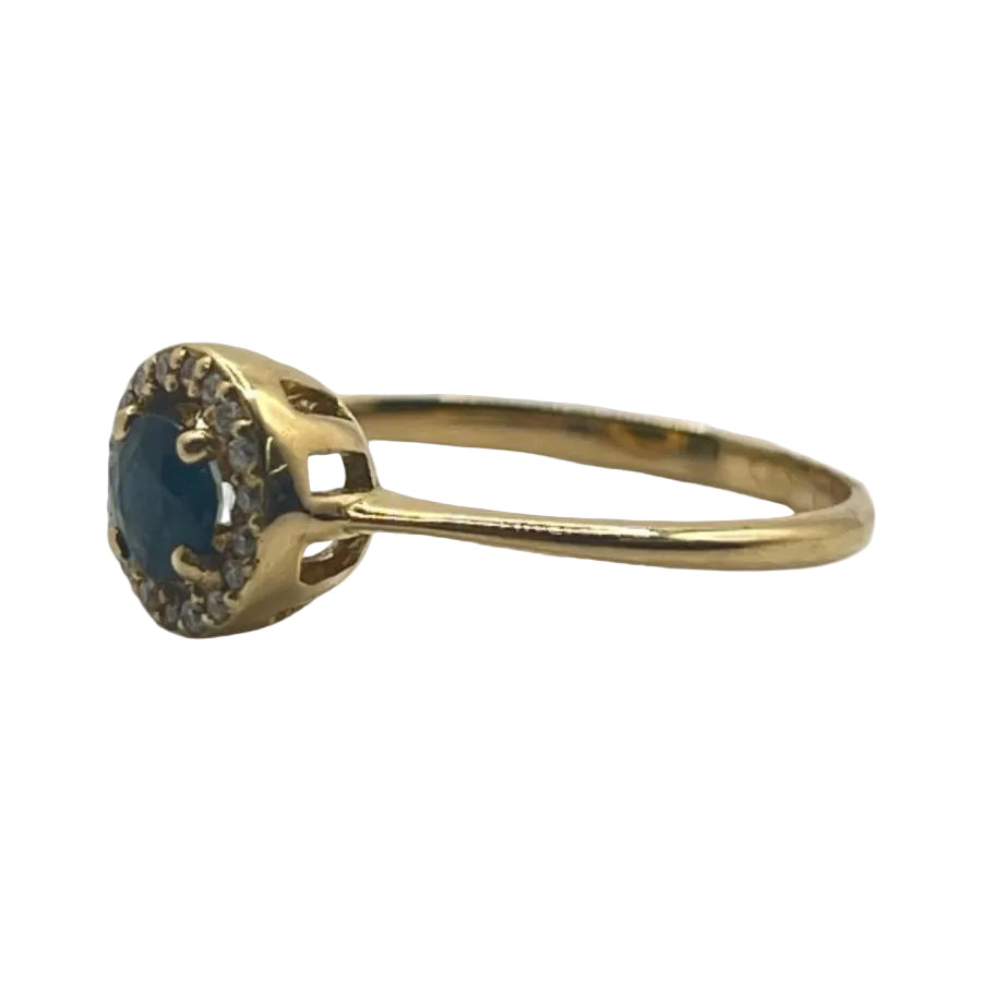 Bague en or jaune diamants et saphir - Castafiore