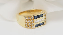 Bague en or jaune, diamants et saphirs - Castafiore
