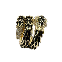 Bague en or jaune, émail, émeraudes et diamants - Castafiore