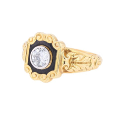 Bague en or jaune, émail et diamant - Castafiore