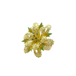 Bague en or jaune, émaux et saphirs naturels - Castafiore