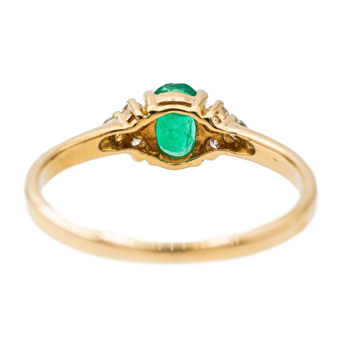 Bague en or jaune, émeraude, et diamant - Castafiore