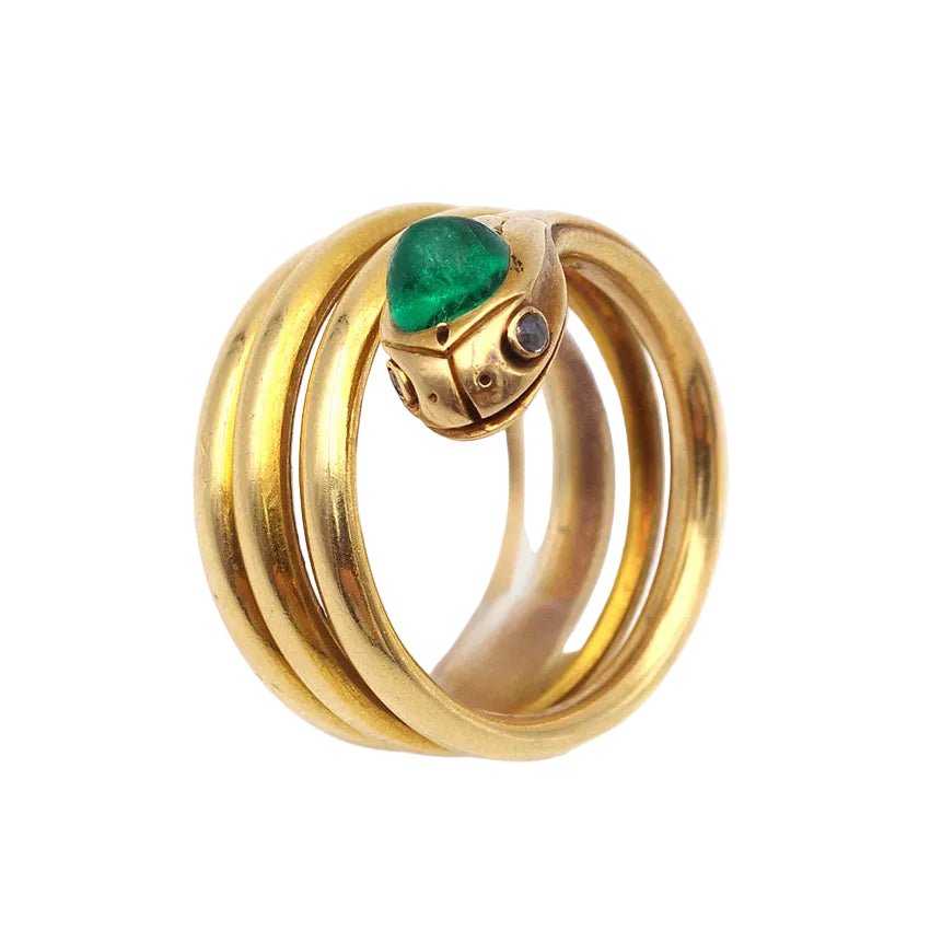 Bague en or jaune, émeraude et diamants - Castafiore