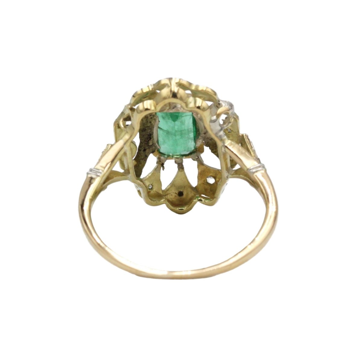 Bague en or jaune, émeraude et diamants - Castafiore