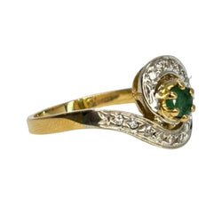 Bague en or jaune, émeraude, et diamants - Castafiore