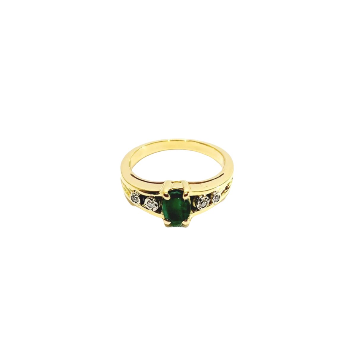 Bague en or jaune, émeraude et diamants - Castafiore