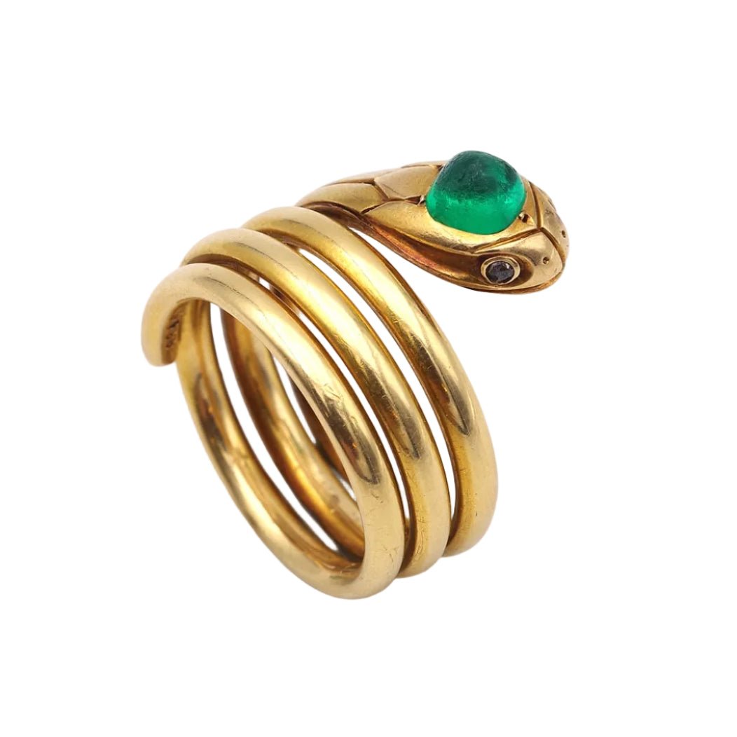 Bague en or jaune, émeraude et diamants - Castafiore