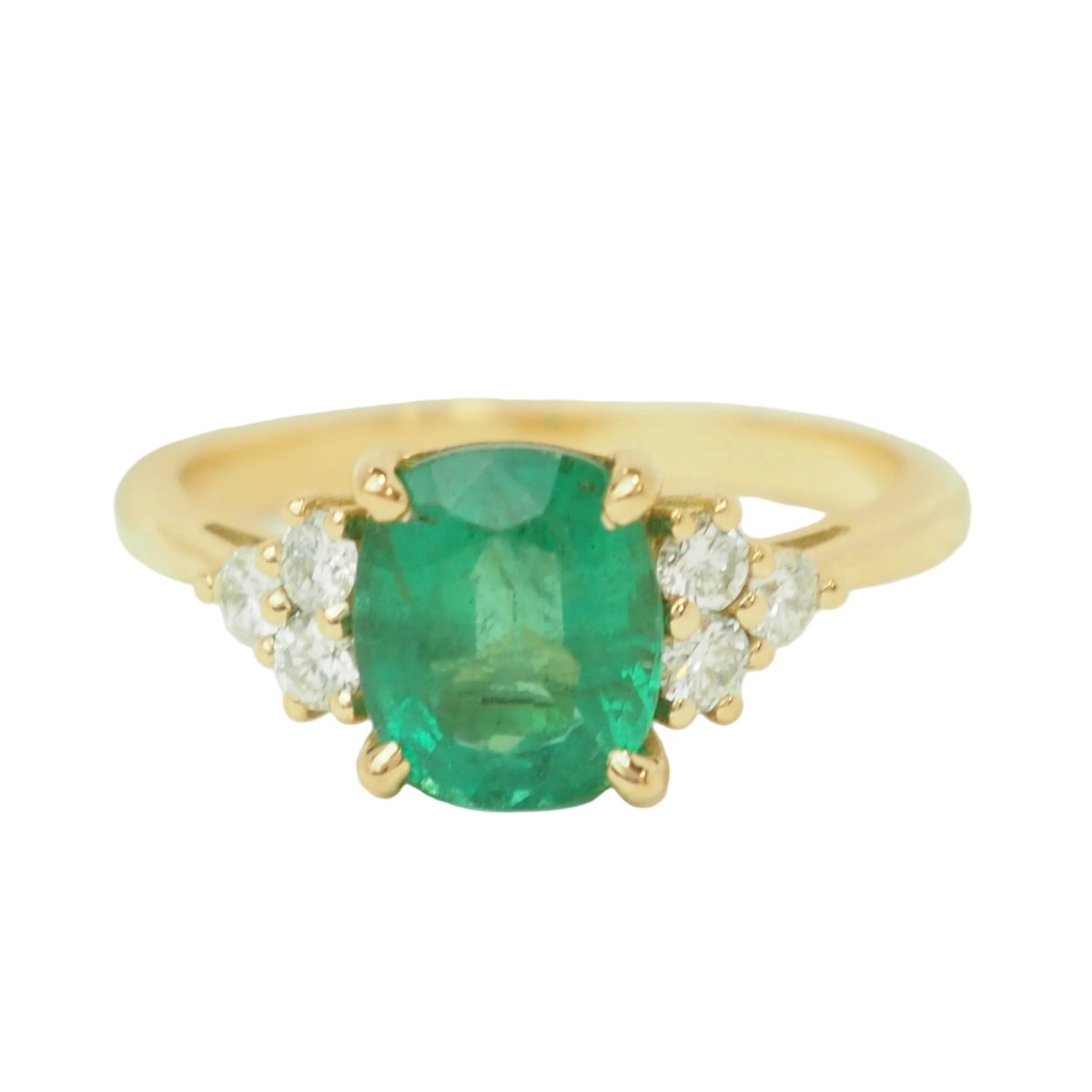 Bague en or jaune, émeraude et diamants - Castafiore