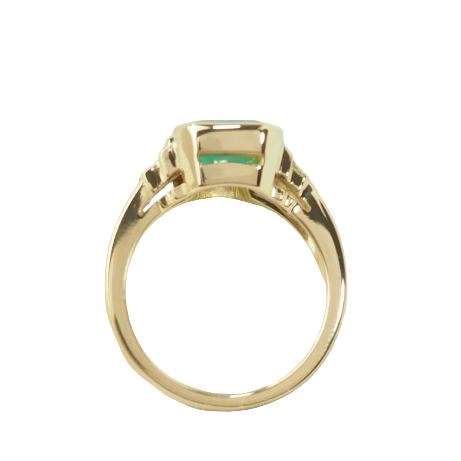 Bague en or jaune, émeraude et diamants - Castafiore