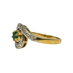 Bague en or jaune, émeraude, et diamants - Castafiore