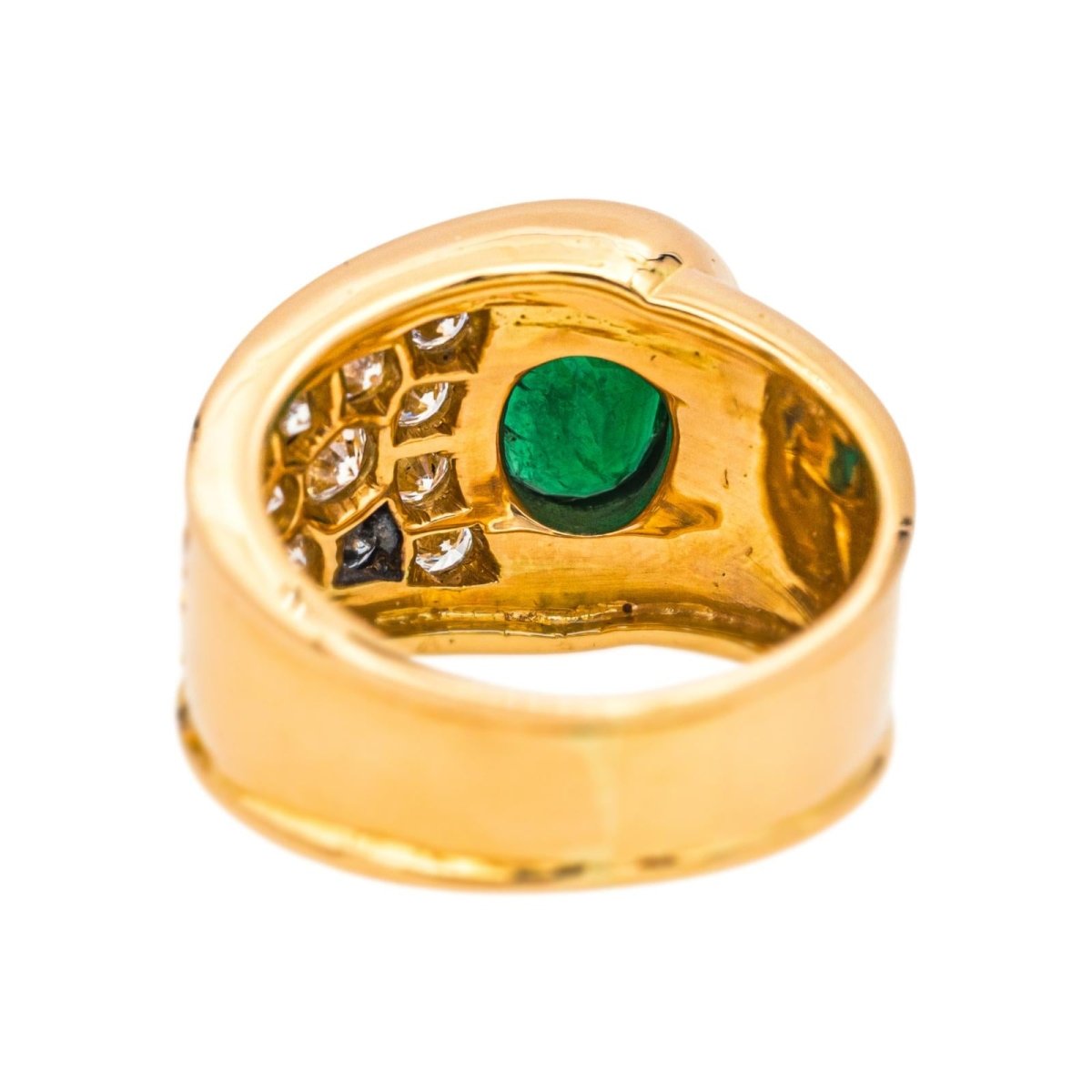 Bague en or jaune, émeraude et diamants - Castafiore
