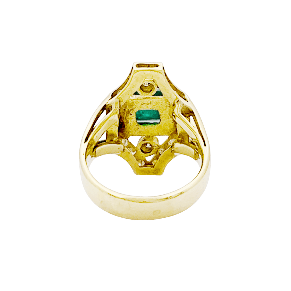 Bague en or jaune, émeraude et diamants - Castafiore