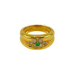 Bague en or jaune, émeraude et diamants - Castafiore