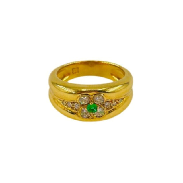 Bague en or jaune, émeraude et diamants - Castafiore
