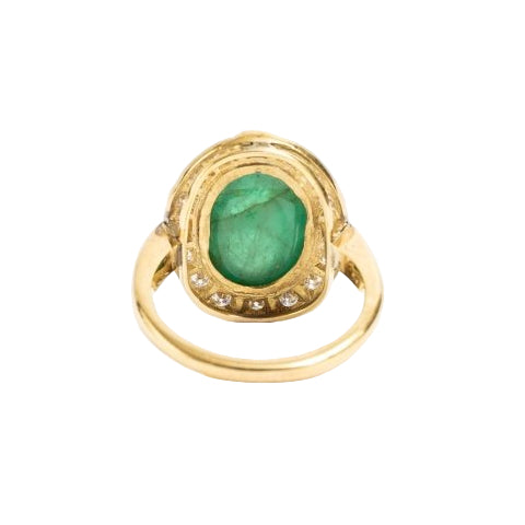 Bague en or jaune émeraude et diamants - Castafiore