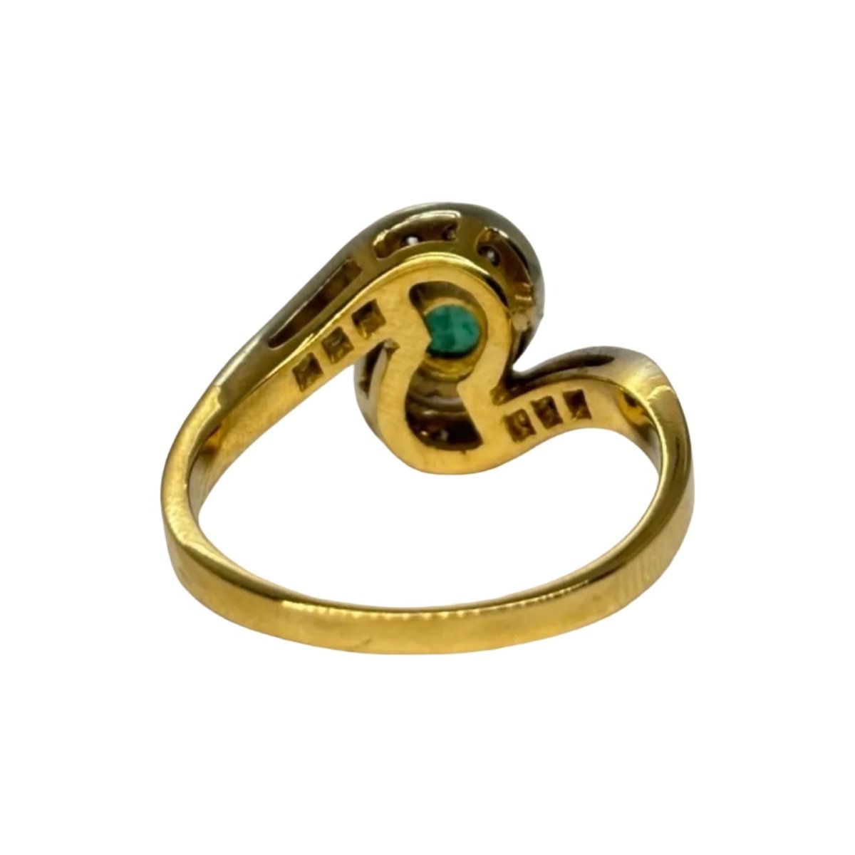 Bague en or jaune, émeraude, et diamants - Castafiore