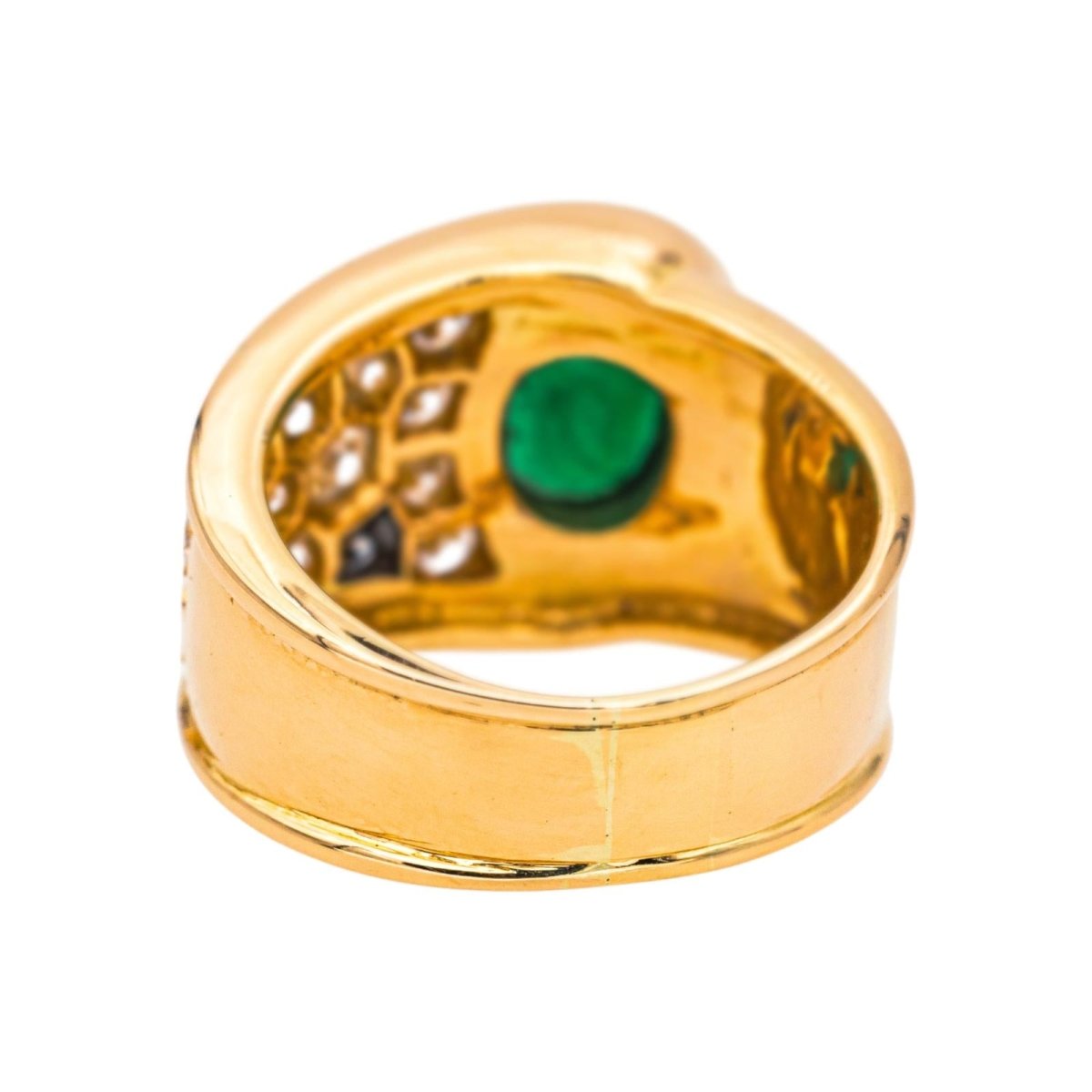 Bague en or jaune, émeraude et diamants - Castafiore