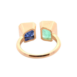 Bague en or jaune, émeraude et saphir - Castafiore