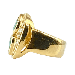 Bague en or jaune, émeraudes et diamants - Castafiore