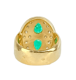 Bague en or jaune, émeraudes et diamants - Castafiore