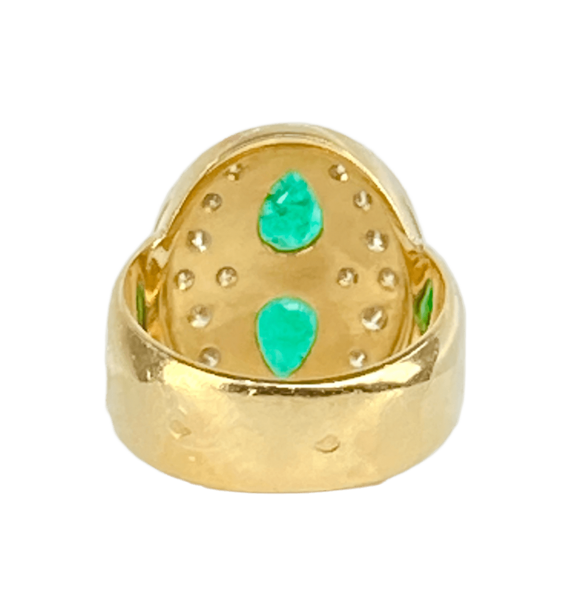 Bague en or jaune, émeraudes et diamants - Castafiore