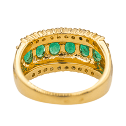 Bague en or jaune, émeraudes et diamants - Castafiore