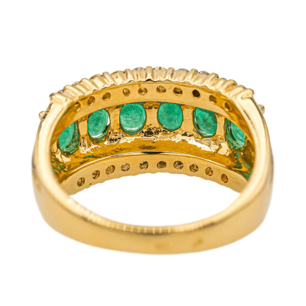 Bague en or jaune, émeraudes et diamants - Castafiore