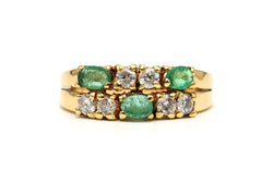 Bague en or jaune, émeraudes et diamants - Castafiore