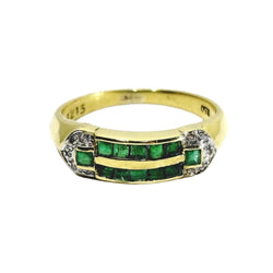 Bague en or jaune, émeraudes et diamants - Castafiore