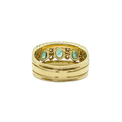 Bague en or jaune, émeraudes et diamants - Castafiore