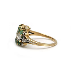 Bague en or jaune, émeraudes et diamants - Castafiore