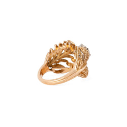Bague en or jaune en forme de plume ornée d'un solitaire - Castafiore