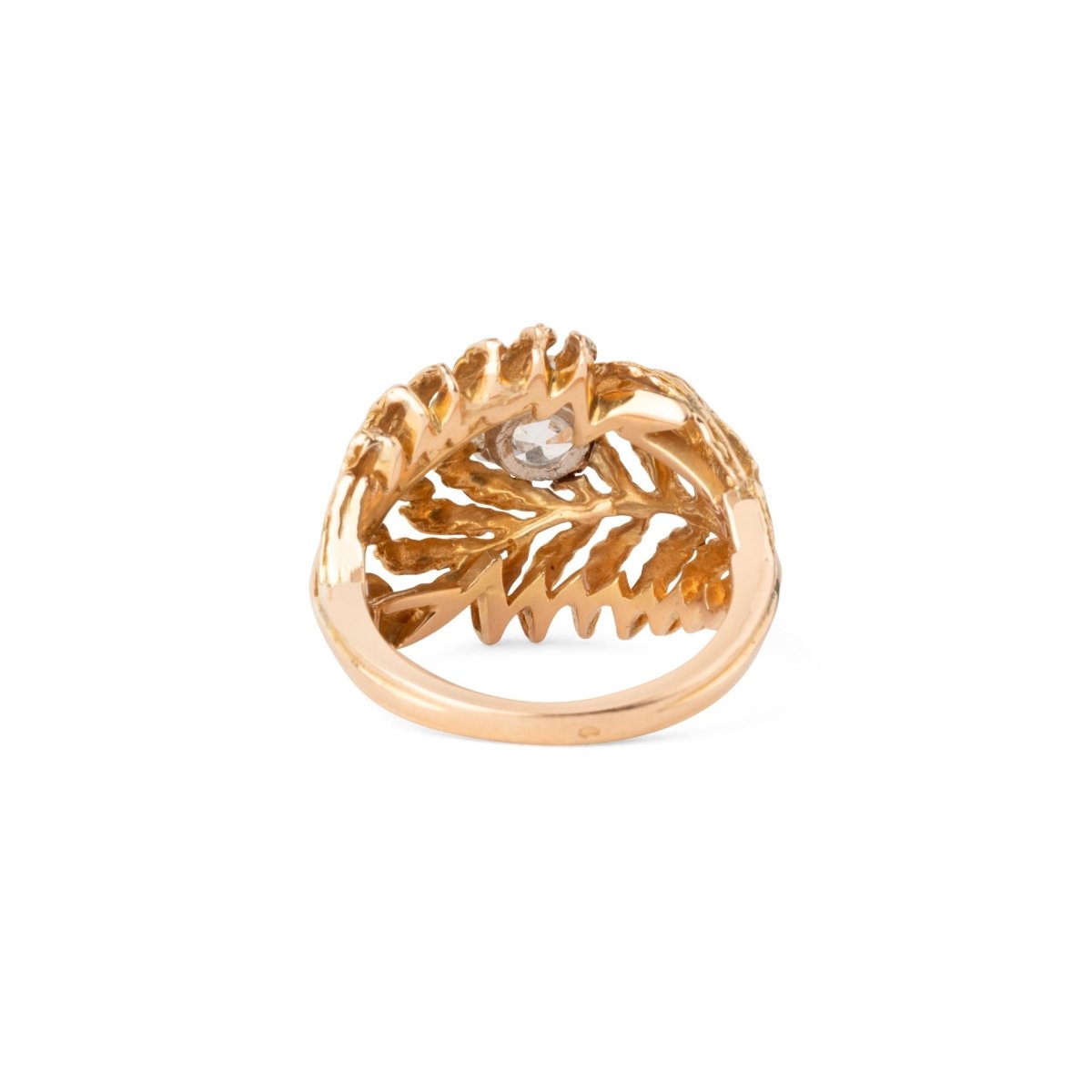 Bague en or jaune en forme de plume ornée d'un solitaire - Castafiore