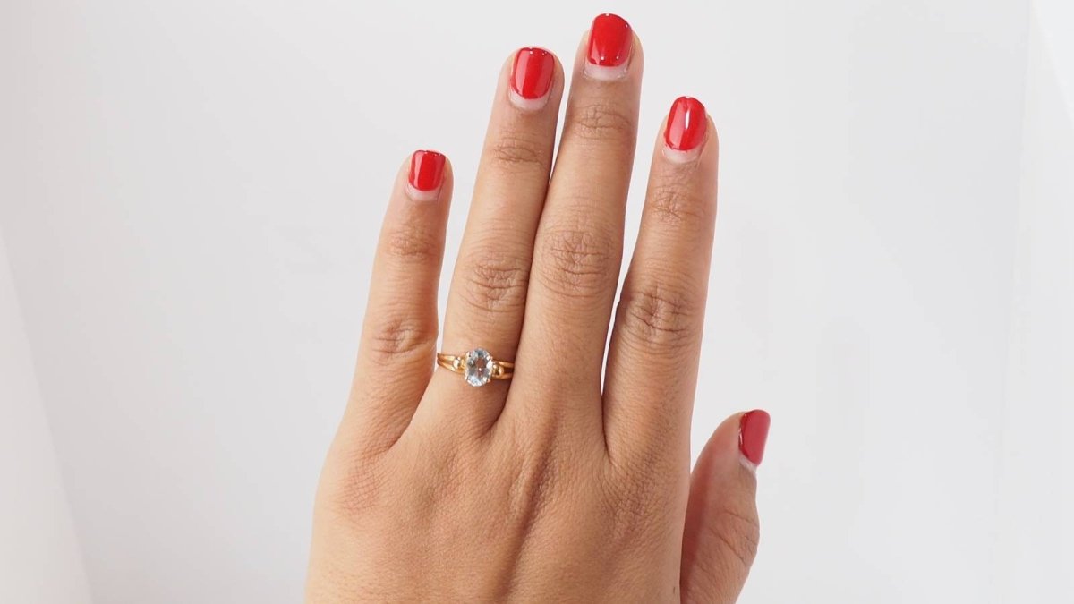 Bague en or jaune et aigue marine - Castafiore